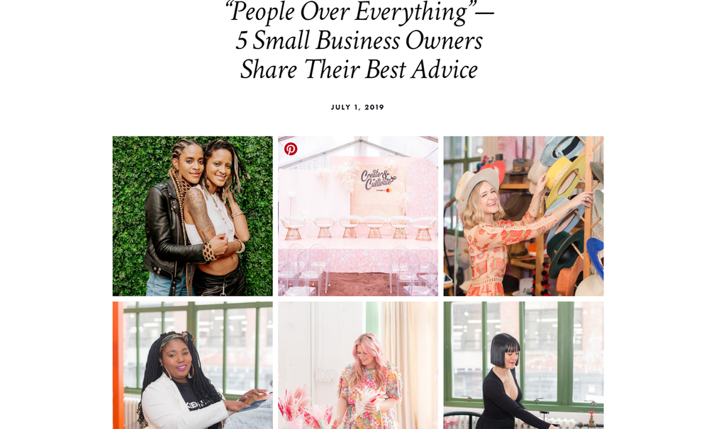 YES I AM Clothing is featured in Create & Cultivate's Advice Column!
